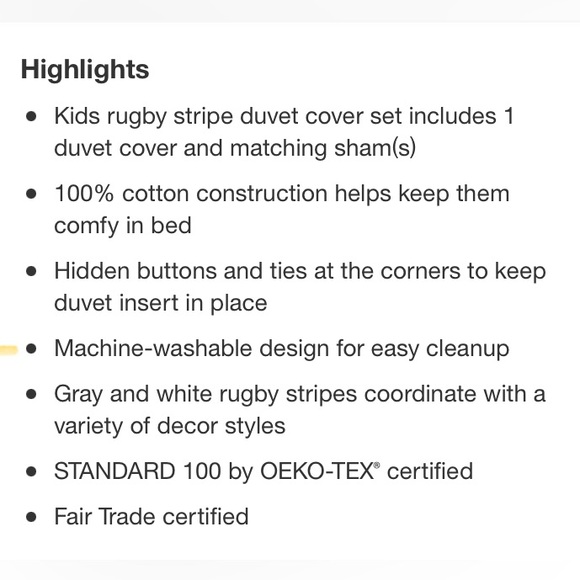 Rugby Striped Duvet Cover - Pillowfort™ Twin Gray NEW - Picture 8 of 8